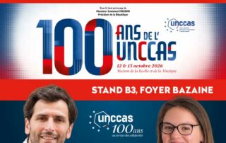 Loïc Bragard et Mélanie Battin, SPQR Conseil, au Congrès des 100 ans de l'UNCCAS, stand B3, 12 et 13 octobre 2026